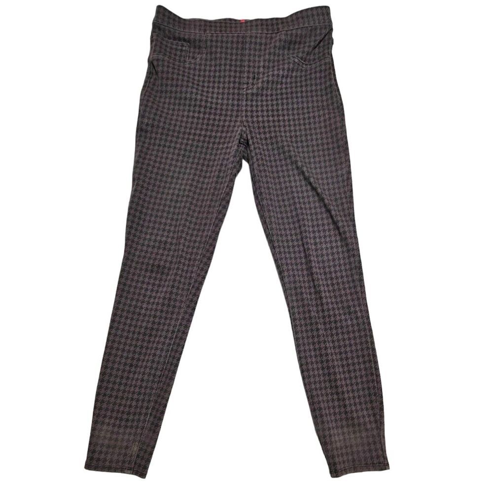 Spanx Jean-Ish Leggings Size Large Houndstooth Taupe Gray Ankle 20018R Womens